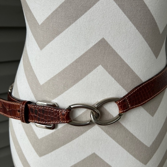 BeltMania Alligator Style Genuine Leather Chain-Link Woman's Belt Italy Sz L - Picture 5 of 6